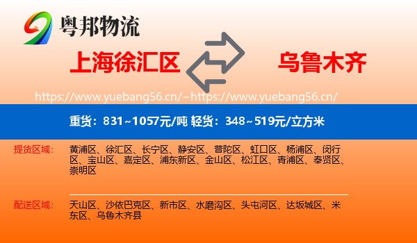 上海徐汇区到乌鲁木齐物流