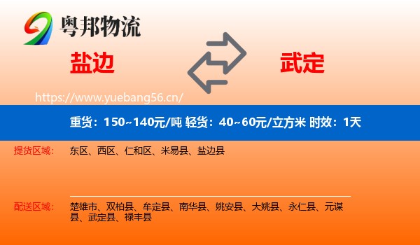 盐边到武定县物流专线名片