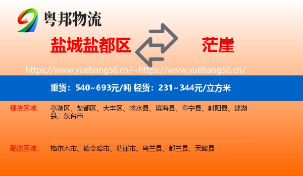 盐城盐都区到茫崖市物流