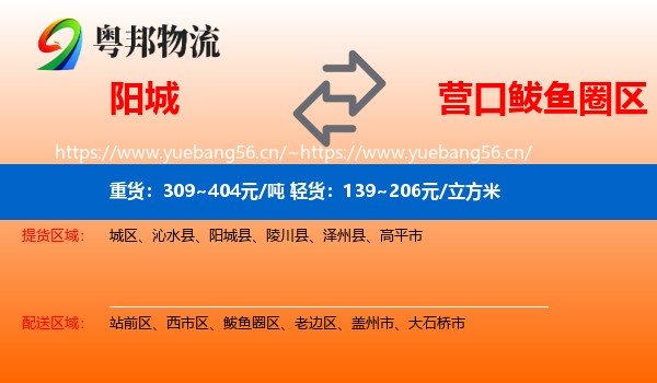 阳城县到鲅鱼圈区物流专线