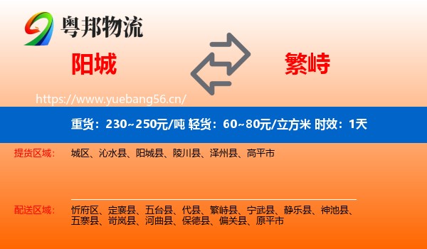 阳城到繁峙县物流专线名片