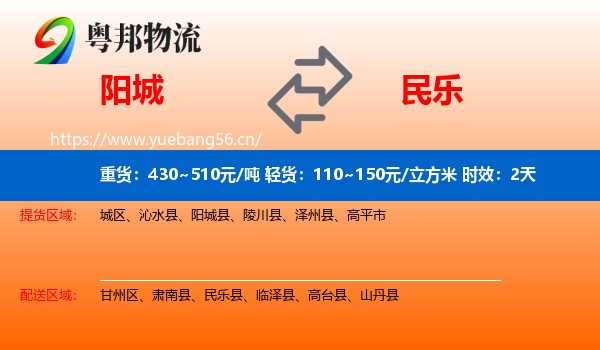 阳城到民乐县物流专线名片
