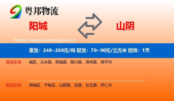 阳城到山阴县物流专线名片