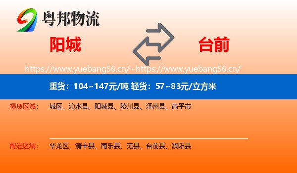 阳城县到台前县物流专线