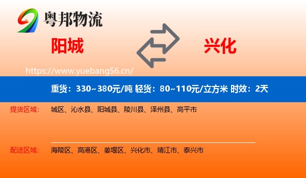 阳城到兴化市物流专线名片