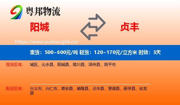 阳城到贞丰县物流专线名片