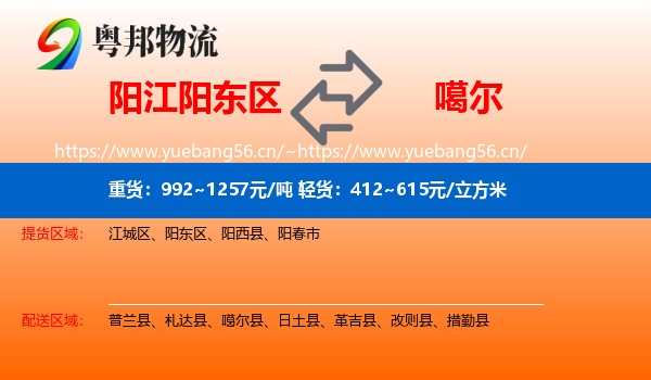 阳江阳东区到噶尔县物流
