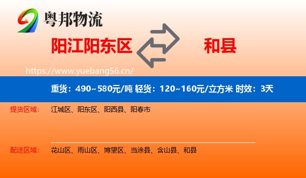阳江阳东区到和县物流专线名片