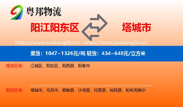 阳江阳东区到塔城市物流