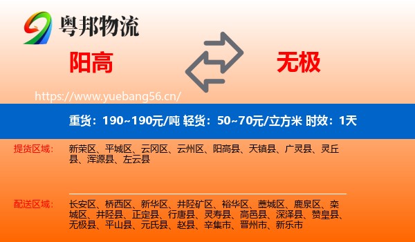 阳高到无极县物流专线名片