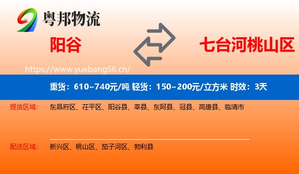阳谷到桃山区物流 阳谷到桃山区物流专线名片