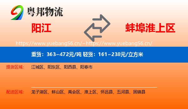 阳江到淮上区物流