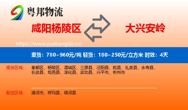 咸阳杨陵区到大兴安岭物流专线名片