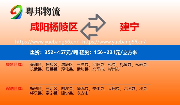 咸阳杨陵区到建宁县物流