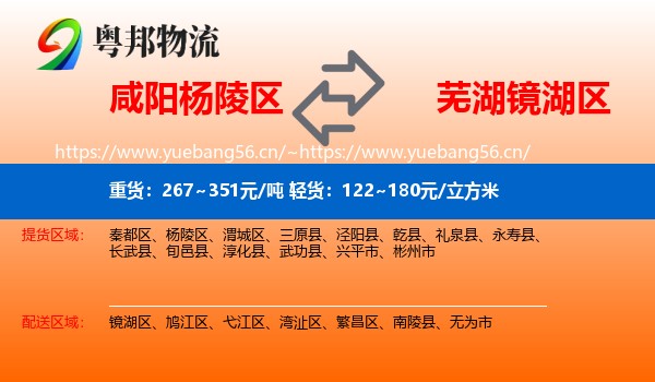 咸阳杨陵区到镜湖区物流