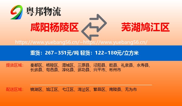 咸阳杨陵区到鸠江区物流