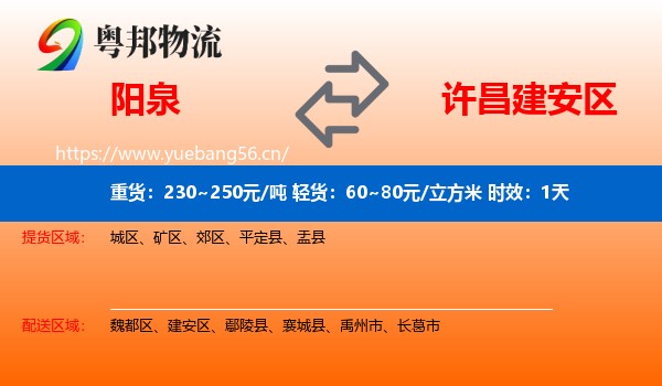 阳泉到建安区物流专线名片