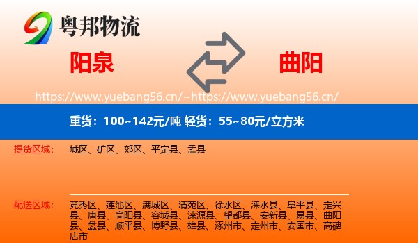 阳泉到曲阳县物流
