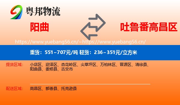 阳曲到高昌区物流