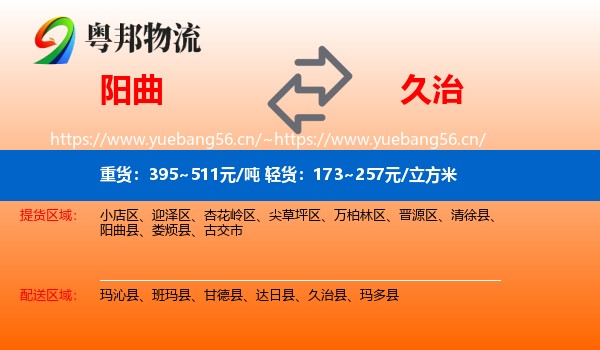 阳曲到久治县物流