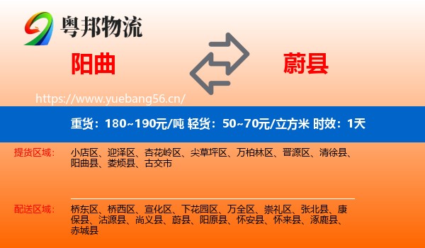 阳曲到蔚县物流专线名片