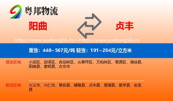 阳曲到贞丰县物流