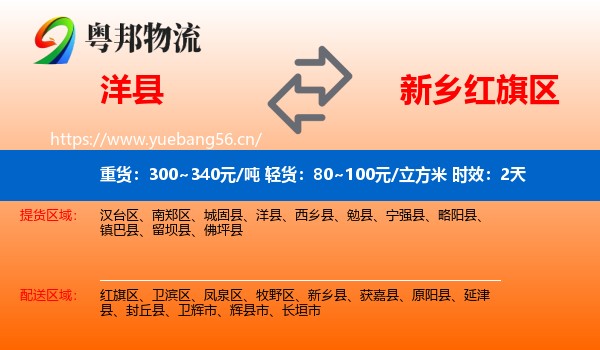洋县到红旗区物流专线名片