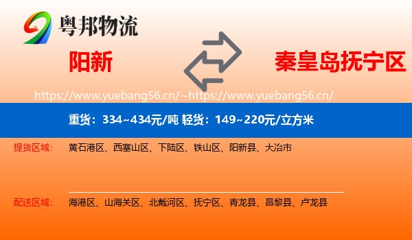 阳新到抚宁区物流