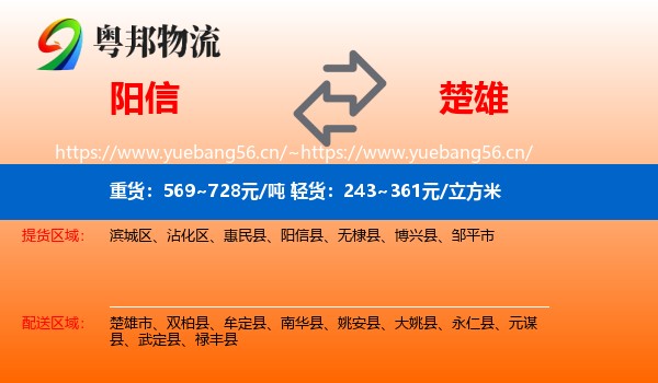 阳信到楚雄物流