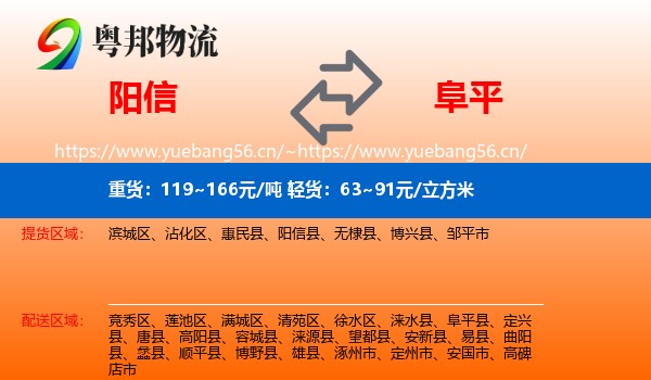 阳信到阜平县物流