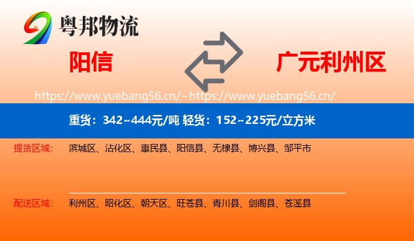 阳信到利州区物流