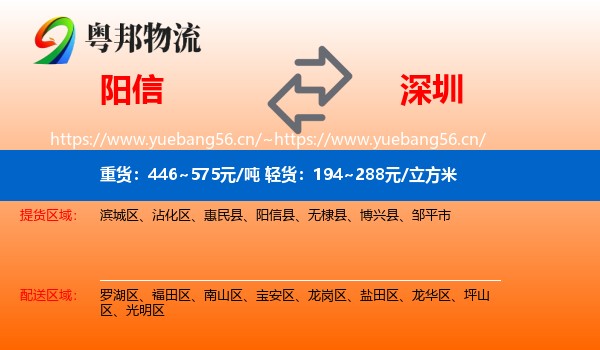 阳信到深圳物流