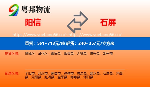阳信到石屏县物流