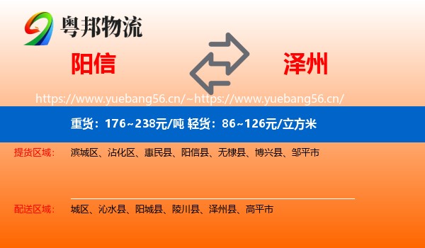 阳信到泽州县物流