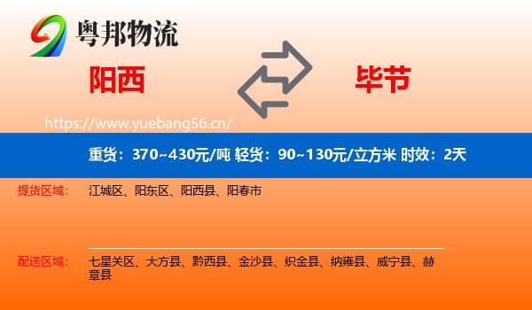 阳西到毕节物流专线名片