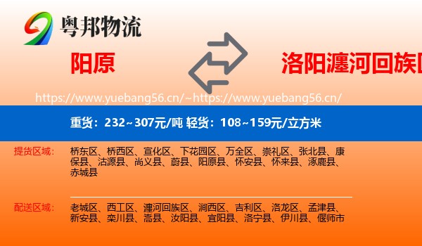 阳原到瀍河回族区物流