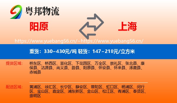 阳原县到上海物流专线
