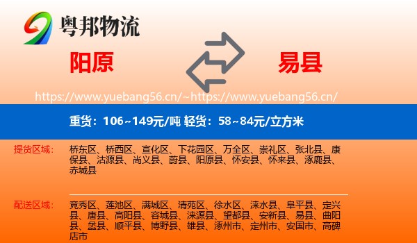 阳原到易县物流