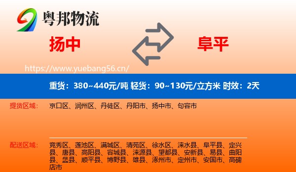 扬中到阜平县物流专线名片