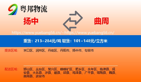 扬中到曲周县物流