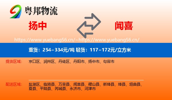 扬中到闻喜县物流