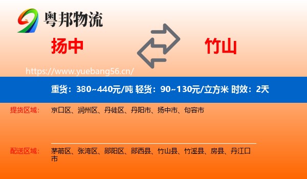 扬中到竹山县物流专线名片