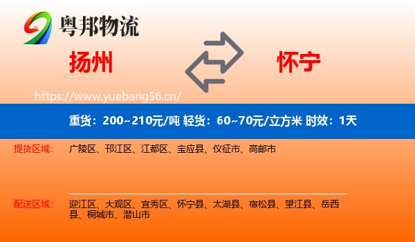 扬州到怀宁县物流专线名片