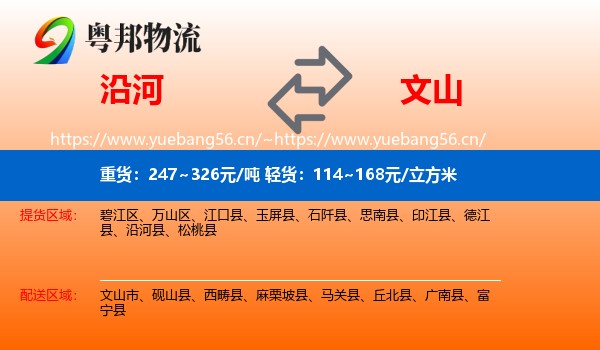 沿河到文山物流
