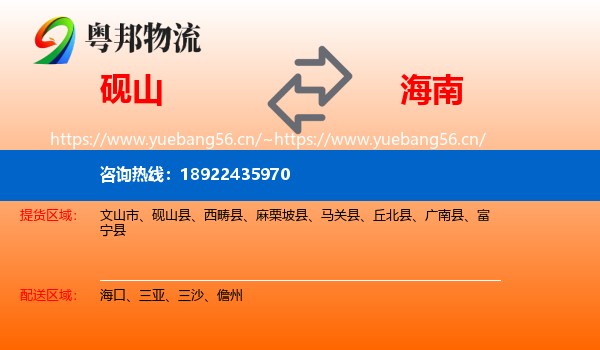 砚山到海南物流