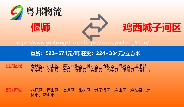 偃师市到城子河区物流专线