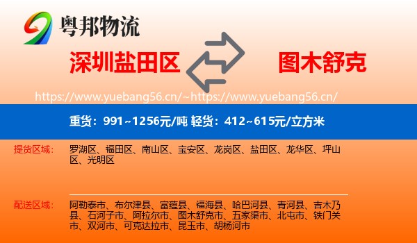 深圳盐田区到图木舒克市物流