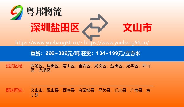 深圳盐田区到文山市物流