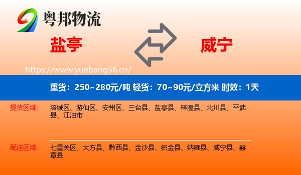盐亭到威宁县物流专线名片