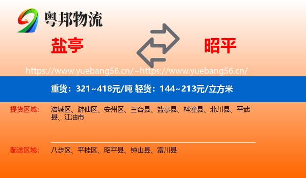 盐亭到昭平县物流